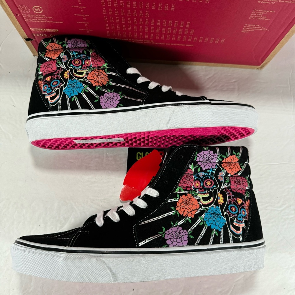 Vans Sk8-Hi Dia De Los Muertos Day Of The Dead Black Sneakers Men Size 10 - Picture 7 of 12